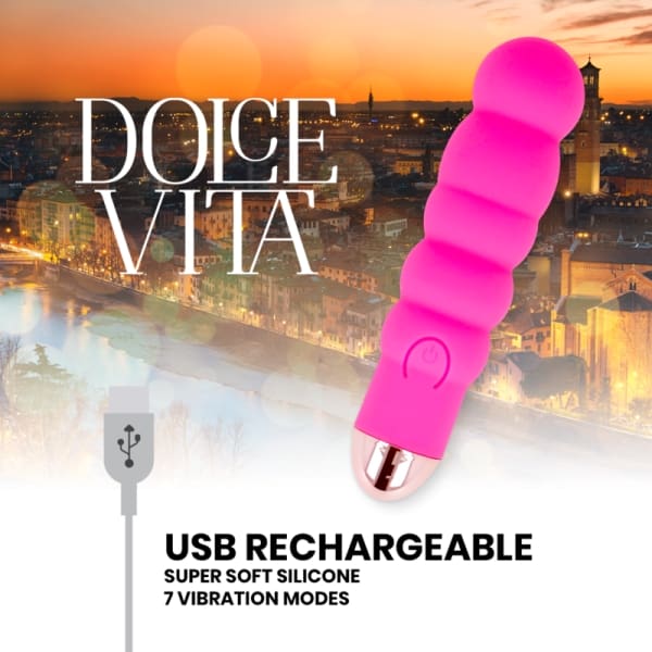DOLCE VITA - RECHARGEABLE VIBRATOR SIX PINK 7 SPEEDS 4